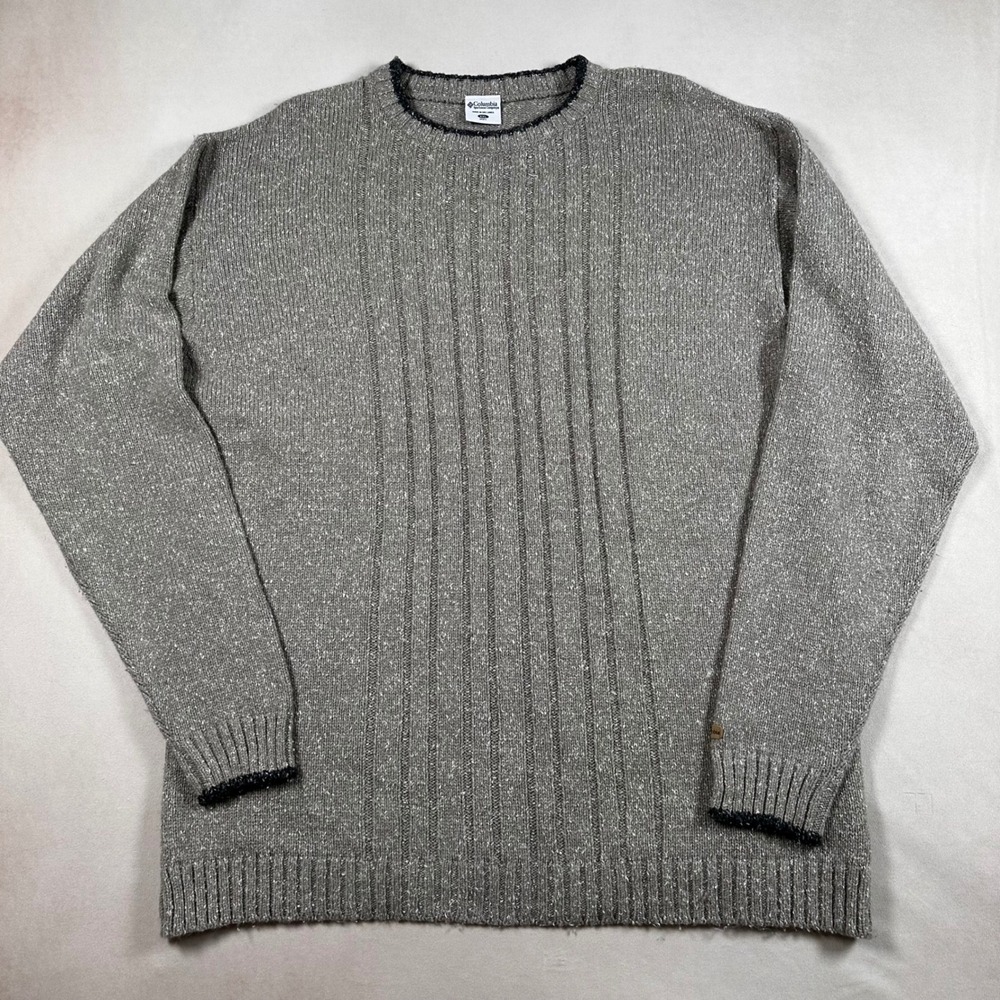 Vintage 2006 Columbia Sportswear Sweater Men's XXL Gray Wool Blend Ribbed Knit